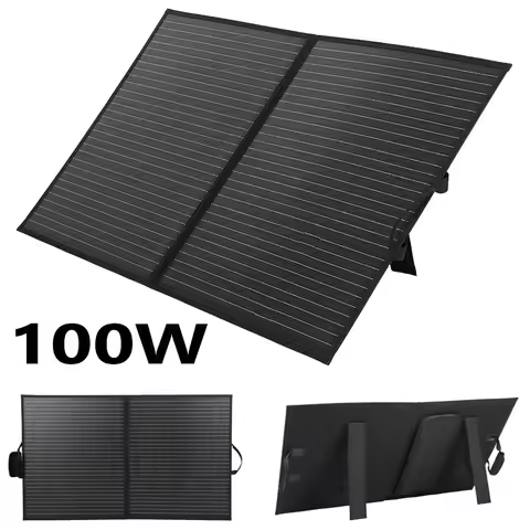 100W Portable Solar Panel, Lightweight Foldable Solar Panels with an Adjustable Kickstand, IP68 Wate