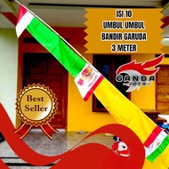 10 buah umbul umbul bandir Garuda tengah bendera panjang 3 METER termurah kualitas terbaik