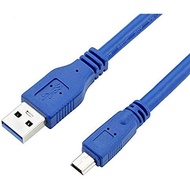 SuperSpeed USB 3.0 Blue Cable - Type A-Male to Mini B 10-Pin Male - 1 Meter (3 Feet) - Round Blue