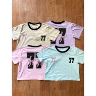 WOMEN'S CROP T-SHIRT TSHIRT TUMBLR TEE CROP/ 77