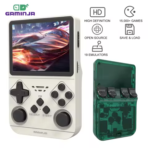 GAMINJA New Open Source Retro Handheld Video Game Console Buit in 64GB Card Emulator for PS1/PSP/DC/