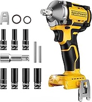 Brushless Cordless Impact Wrench for DEWALT 20V Battery, 1000Ft-Lbs (1360N.m) 1/2" Impact Driver, 6-