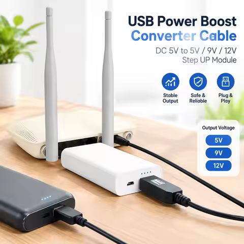 USB Power Boost Line DC 5V To DC 5V 9V 12V Step UP Module USB Converter Adapter Cable 2.1x5.5mm Male