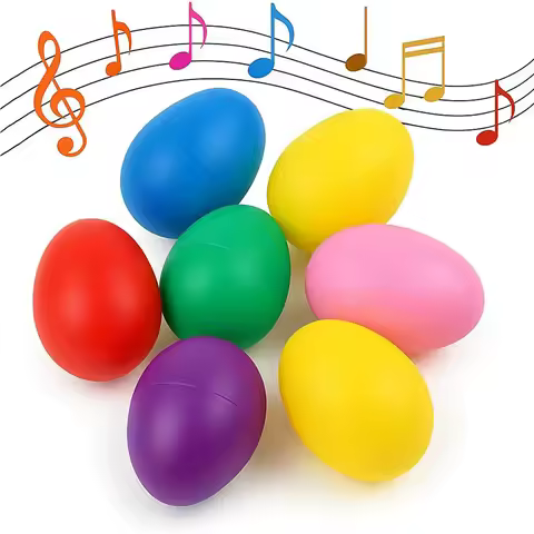 2PCS Plastic Egg Shakers Musical Instruments Easter Eggs Maracas Classroom Prize Kids Party Favors S