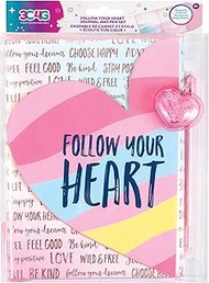 Make It Real 3C4G: Follow Your Heart Journal & Pen Set - Matching Heart Charm Pen, Simple for Kids t