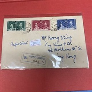 英女皇爸爸喬治六世加冕紀念首日封首日印 1937年(戰前) 封身有黃 品相如圖 香港郵票首日封