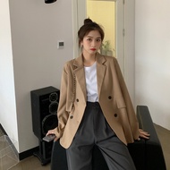 S-2XL Women Coat Blazer Formal Office Wear Long Sleeve Jacket with Casual Loose Fit in Korean Style 