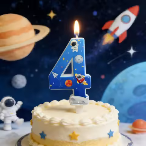 Space Astronaut Themed 0-9 Number Birthday Candles, Perfect for Space Game Birthday Parties & Cake D