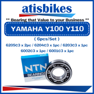 NTN YAMAHA Y100 Y110 ( 6pcs/Set-C3 ) 100% ORIGINAL Motorcycle Engine Gearbox Bearings 6205C3 6204C3 
