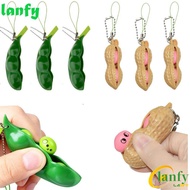 LANFY Edamame Toys Practical Jokes Children Keyring Squeeze Peas Beans Popper Infinite Decompression