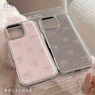 Korean Style Pink Simple Bow Shock-Resistant Suitable For iPhone 16 15 14 13 Pro Max i15 i16 16pro P