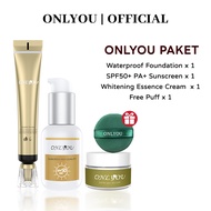 ONLYOU 4PCS PAKTE  Whitening moisturizer cream 30G  & Foundation waterproof 30G & Sunscreen SPF50+ P