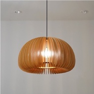 HY/😊vintageJapanese Retro Bedroom Light Wooden Chandelier Creative Restaurant Lamps Study Middle Ancient Pumpkin Artisti