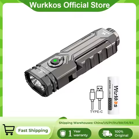 Wurkkos HD02 Flashlight 21700 Rechargeable Battery USB Portable Camping Emergency Car Repair Magneti