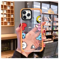 Soft Transparent Phone Case Compatible With iPhone 14 Pro 13 12Pro Max 11 XR X XS 7 Plus 8 Bts Bt21 Print Candy Color Frame Shockproof Silicone Cover