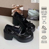 Women's oxford high-soled lolita shoes with two straps and cute bow design for going out to school G
