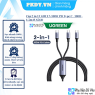 Cáp 2 in 1 UGREEN 100W PD Type C - 100W 1.5m (US561) [Phân phối chĩnh hãng]