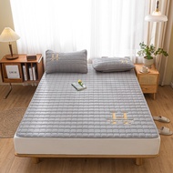 Màu trơn đậu nành sợi bọc nệm Topper Pad Nệm Bông Bìa Nữ Hoàng King size chần Tấm bọc giường thêu tấ