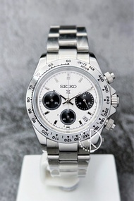 【定制】Seiko Mod Quartz Chronograph Watch 40mm 鋼圈黑眼白熊貓地通拿 精工改裝石英計時鋼錶