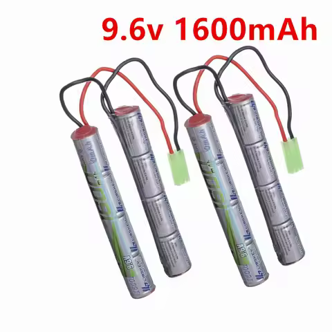 2/3A 9.6v 1600mAh NIMH Battery Pack with Mini Tamiya Connector for Airsoft Guns MP5 M4 G36C, 8S Butt