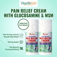 [TWIN PACK] Nutri Botanics Pain Relief Glucosamine Cream + MSM – Natural Mint Scented – 100ml – Fast Acting &amp; Long Lasting Joint Pain Relief for Muscle Ache &amp; Soreness – Neck &amp; Shoulder Pain – Sports Injury