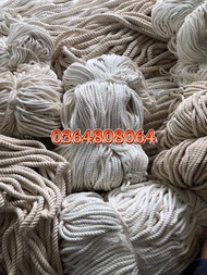 Dây Thừng Se Macrame Cotton 1 Xoắn (2mm 3mm 4mm 5mm6mm7mm 10mm…) Màu Kem Trắng Ngà