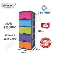 DH Century 5 Tier Plastic Drawer / Cabinet / Storage Cabinet Multi Color B1650MC