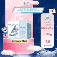 (Không Quà) Combo 2 Bịch Tã/Bỉm Dán Và Quần Bemom Plus Chuyên Gia Bỉm Đêm Chống Trào 12h Size M-XXL 