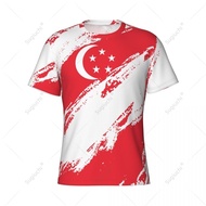 【SG 60 SHIRT】Singapore Flag Color National Day T Shirt Sports T Shirt Men Women Tees Jersey for Socc