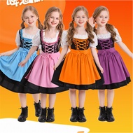 4 colors Child Traditional Bavarian Dirndl Dress German Oktoberfest Girls Costume Kids Beer Festival