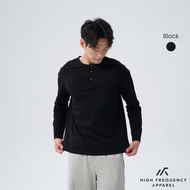HFA Mens Henley Relaxed Cotton Long Sleeve T-Shirt