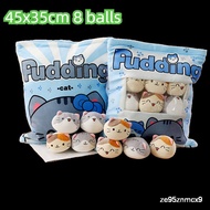 ⭐Affordable⭐2 Bags Kawaii Blue Yellow Cat Plush Bag Pillow 8 Balls Squishy Stuffed Cartoon Animal Small Plushie Candy Sn