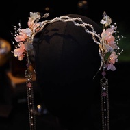 Hair Accessories Antique Hanfu Headwear Super Fairy Girls Headband Glass Flower Hair Accessories Costume Accessories New Style High-End Hair Crown