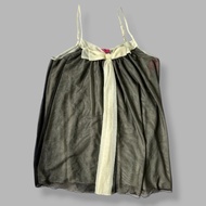 Bet.sey John.son Intimates Black Babydoll Chiffon Nightgown with Full Length Bow | 90s Y2K 2000s