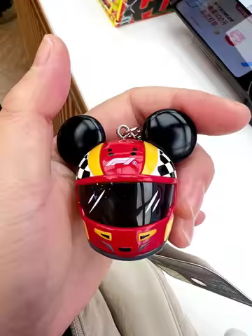 Disney Mickey Mouse Racing Helmet Pendant F1 Series Cute Cartoon Keychain Hanging Ornament Collectio