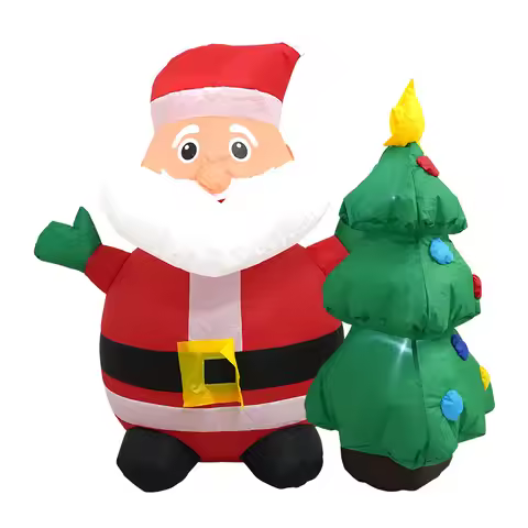 3 FT Inflatable Santa Claus with Christmas Tree Airblown Christmas Decoration with LED Light Animate