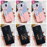 For Samsung Galaxy J7 Pro J7 (2017) J7Pro SM-J730F J730G Fashion Flower Initial Letter Soft Black Silicon Phone Case