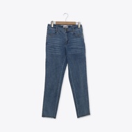 [CUMAR] Trousers Fitted Denim Narrow-Leg Pants Blue