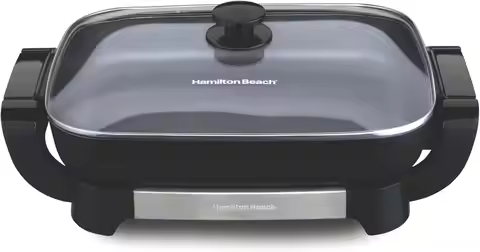 Electric Skillet with PFAS-Free DuratCeramic Coating, Removable 12x15” Pan, Adjustable Temperature
