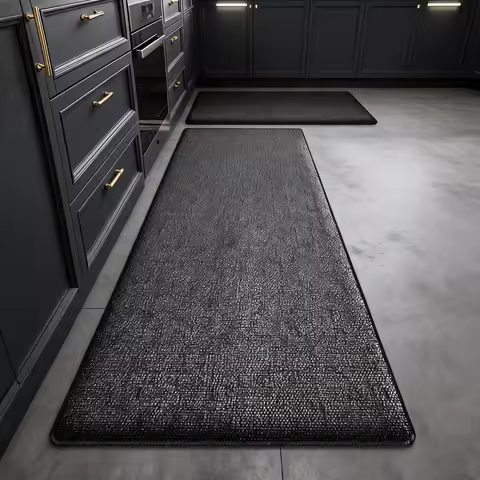 Square Kitchen Floor Mat Thick Plush Flannel Rug Non Slip Highly Absorbent Soft Rug for Bathroom Toi