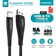 Romoss CB303 5A Fast Charger Cable Indicator Lights Data Line Transmission 480mbps Ultra Durable Zin