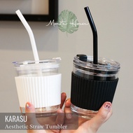 |Monste| Karasu Starbucks Coffee Tumbler Minimalist Office Takeaway Cup Aesthetic Coffee And Tea Drink Transparent Drinking Bottle Aesthetic Tumbler Bottle Takeaway Cup Clear Cup