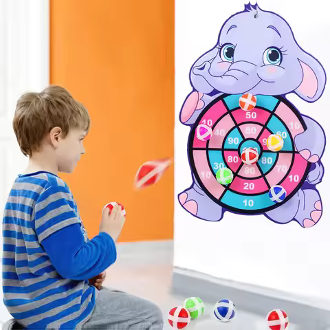 Child Montessori Toys for Kids 2 To 4 Years Old Cartoon Animal Dart Board Sticky Ball Family Interac