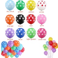 OH- birthday Decoration Set of 10 rubber balloons printed with the word happy birthday, polka dots s
