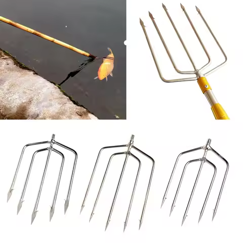 Fishing Spear 3/5 Prong Harpoon Spearhead Fork Harpoon Tip with Barbs Diving Spear Head Sharp Barbed