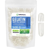 XPRS Nutra Size 0 Clear Empty Gelatin Capsules 100 Count - Kosher and Halal - Pure Gelatin Pill Caps