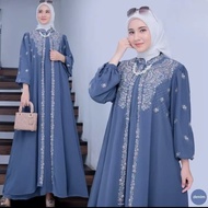 Dress annisa crinkle airflow full bordir gamis wanita terbaru 2024 fashion wanita hijab terlaris gau