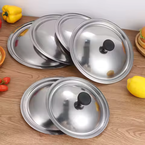 Durable 20-30cm Pot Lid Universal Anti-scalding Wok Pot Lid Stainless Steel Frying Pan Cover Restaur