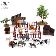 [Fenteer] 21Pcs Farm Animals Set Farm Animals Set Includes Fences Animals Farm Figurines Playset for