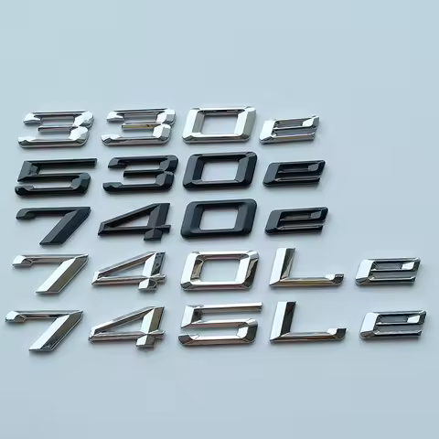Old Italic Font Letters 330e 530e 740e 740Le 745Le ABS Emblem for Electric Power Car Styling Trunk L
